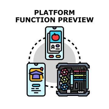 Platform function preview connecting various devices Stockillustratie