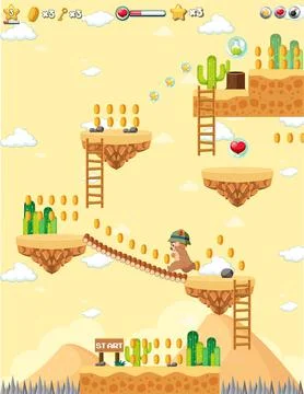 Platform game background template Stock Illustration