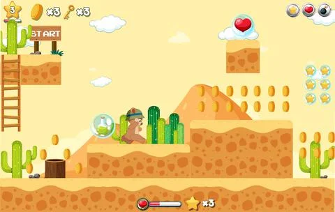 Platform game background template Illustrazione stock