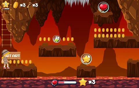 Platform game background template Illustrazione stock