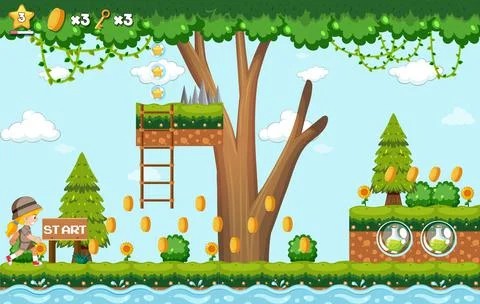 Platform game background template Illustrazione stock