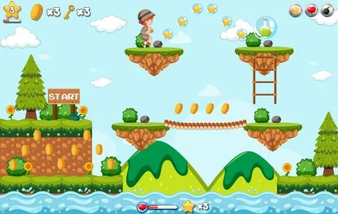 Platform game background template Illustrazione stock