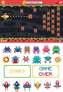 Platform game interface design with icons isolated 스톡 일러스트