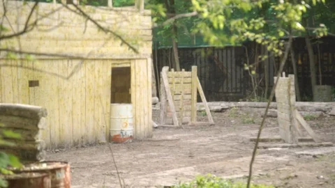 The platform for game in paintball Stock Footage 110849739