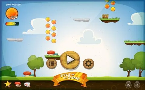 Platform Game User Interface For Tablet Stock Illustration