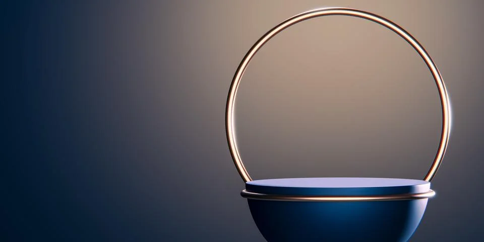 Platform on gradient dark blue background, Background for product presentat.. Stock Illustration