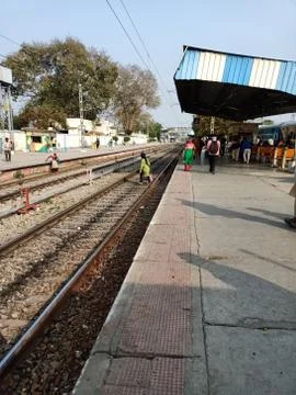 Platform in india when lockdown start during covid 19 its completely empty . Stock Photos