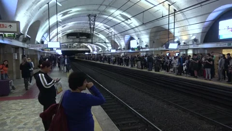 A Platform Inside The Rome Metro In Rome, Italy Stock Footage 154973545