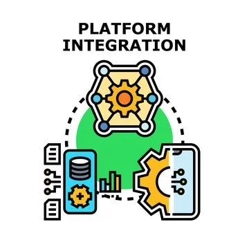 Platform integration connecting systems, data, and applications Stock Illustration
