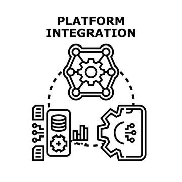 Platform integration connecting systems, data, and applications Stock Illustration