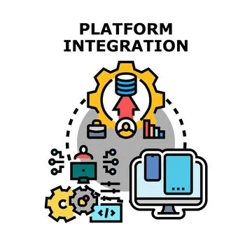 Platform integration connecting systems, data, and devices concept Stock Illustration