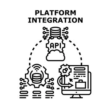 Platform integration connecting systems, software, and data Stock Illustration