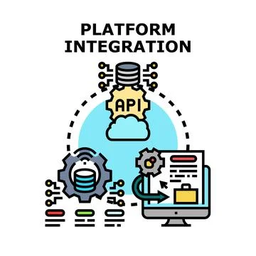 Platform integration connecting systems, software, and data Stock Illustration