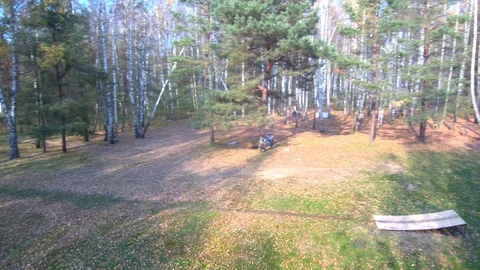 Platform for jumping motorcyclists. The motorcyclist is jumping. Stock Footage 125614531