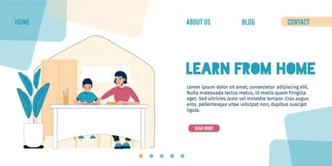 Platform for kid learning from home landing page Ilustração Stock