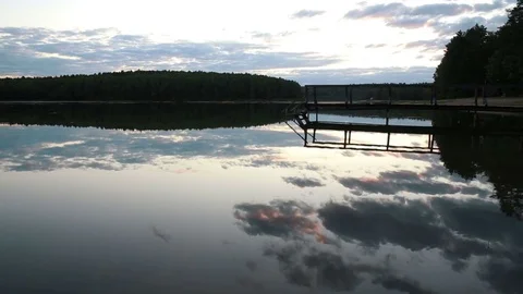 Platform on the lake in the evening Stock Footage 78863319