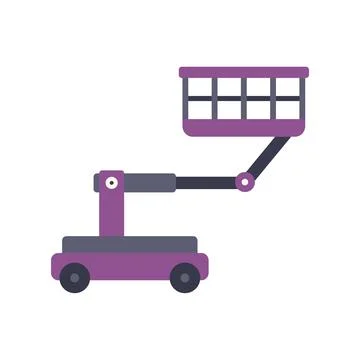 Platform lift boom elevating basket machine working Illustrazione stock