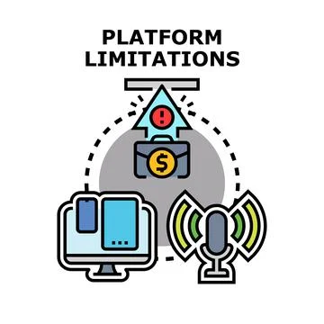 Platform limitations restricting business potential and content distribution Stock Illustration