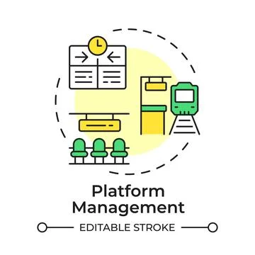 Platform management flat linear concept icon 库存插图