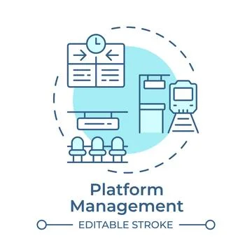 Platform management monochrome blue concept icon Stock Illustration
