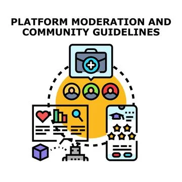 Platform moderation managing digital content and user community Stock Illustration