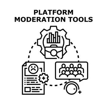 Platform moderation tools managing content and community Stock Illustration