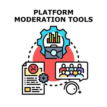 Platform moderation tools managing content and community Stock Illustration
