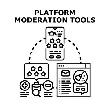 Platform moderation tools managing content and user feedback online 스톡 일러스트