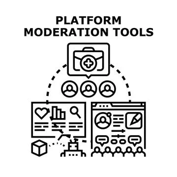 Platform moderation tools securing online community content イラスト素材