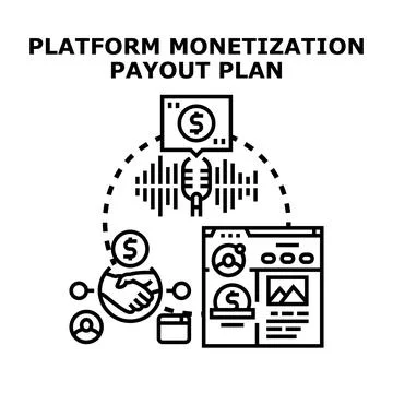 Platform monetization payout plan concept illustration Stock Illustration