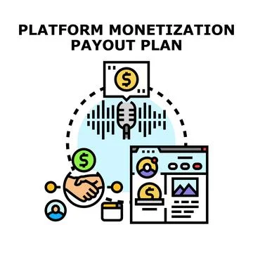 Platform monetization payout plan concept illustration Stock Illustration