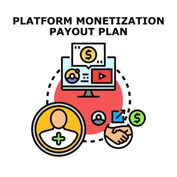 Platform monetization payout plan for content creators 스톡 일러스트