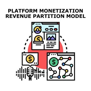 Platform monetization revenue partition model illustration Stock Illustration