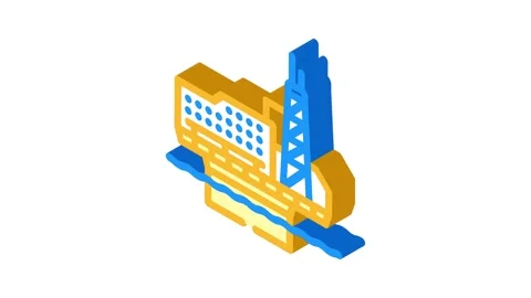 Platform oil industry isometric icon animation Video stock 327282615