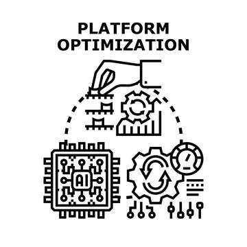Platform optimization enhancing digital performance and artificial intelligen Stock Illustration