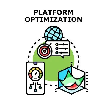 Platform optimization process improving digital performance and metrics Stock Illustration