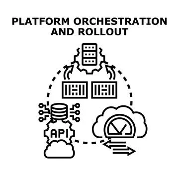 Platform orchestration and rollout automation concept イラスト素材