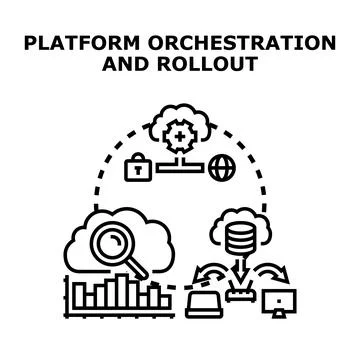 Platform orchestration and rollout concept for software development 库存插图