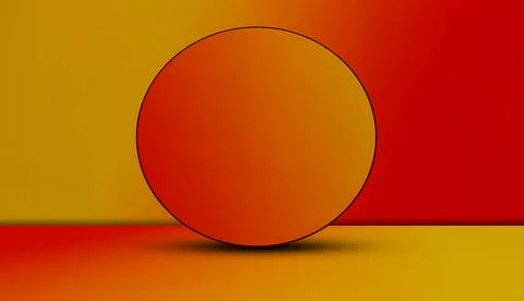 Platform Partition Cement Circle Background Red Yellow Floor Wall Summer 写真素材