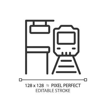 Platform pixel perfect linear icon Stock Illustration