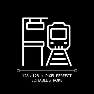 Platform pixel perfect white linear icon for dark theme Stock Illustration