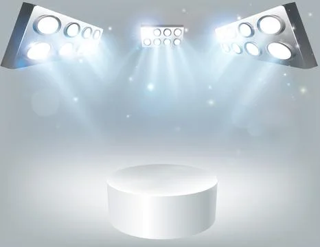 Platform Podium White Background Spotlight Lights Illustrazione stock