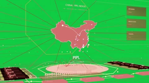 Platform pulsing, launching arcs linking PIPL China to nodes, visualizing flow Stock Footage 337549981