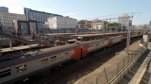 Platform of the railway station. 動画素材 91845835
