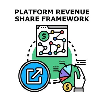 Platform revenue share framework concept illustrating digital distribution Stock Illustration