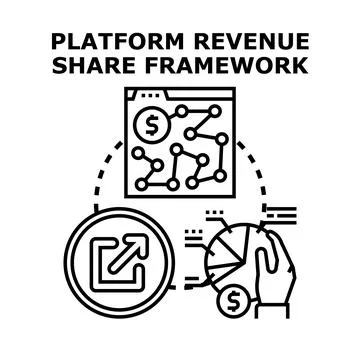 Platform revenue share framework concept illustrating digital distribution Stock Illustration