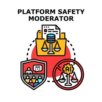 Platform safety moderator ensuring online content compliance Stock Illustration