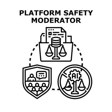 Platform safety moderator ensuring online content compliance Ilustración de archivo