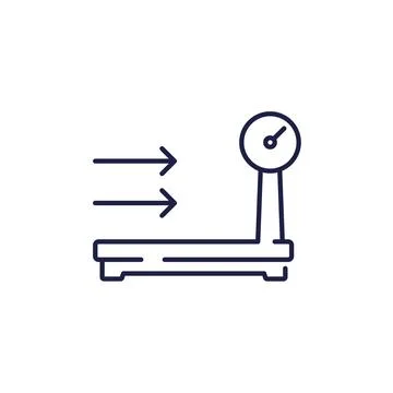Platform scales icon, weight machine line vector Stock Illustration