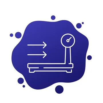 Platform scales, weight machine line icon Stock Illustration